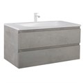 Тумба с раковиной подвесная CEZARES MOLVENO 100 Beton, раковина белая MOLVENO-100-2C-SO-BET;CEZ1000/500-LV-MR
