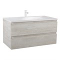 Тумба с раковиной подвесная CEZARES MOLVENO 100 Legno Bianco, раковина белая MOLVENO-100-2C-SO-LB;CEZ1000/500-LV-MR