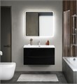 Тумба с раковиной подвесная BelBagno MARINO-CER-MINI 90 Nero Lucido, раковина белая MARINO-CER-MINI-900-2C-SO-NL-P;BB-8099-3-90