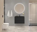 Тумба с раковиной подвесная BelBagno MARINO 80 Rovere Cioccolato Amaro, раковина чёрная BB800/450-LV-ART-PR-NERO MARINO-800-2C-SO-RCA-P;BB800/450-LV-ART-PR-NERO