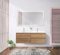 Тумба с четырьмя ящиками и раковиной на две чаши подвесная BelBagno KRAFT 140 Rovere Nebrasca Nature , раковина белая KRAFT-1400-4C-SO-2-RNN;BB1400-2-ETL