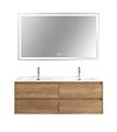 Тумба с четырьмя ящиками и раковиной на две чаши подвесная BelBagno KRAFT 140 Rovere Nebrasca Nature , раковина белая KRAFT-1400-4C-SO-2-RNN;BB1400-2-ETL