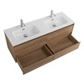 Тумба с четырьмя ящиками и раковиной на две чаши подвесная BelBagno KRAFT 140 Rovere Nebrasca Nature , раковина белая KRAFT-1400-4C-SO-2-RNN;BB1400-2-ETL