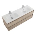 Тумба с четырьмя ящиками и раковиной на две чаши подвесная BelBagno KRAFT 140 Rovere Galifax Bianco , раковина белая KRAFT-1400-4C-SO-2-RGB;BB1400-2-ETL