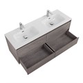 Тумба с четырьмя ящиками и раковиной на две чаши подвесная BelBagno KRAFT 140 Cemento Grigio , раковина белая KRAFT-1400-4C-SO-2-CG;BB1400-2-ETL