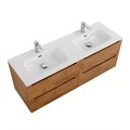 Тумба с раковиной на две чаши подвесная BelBagno ETNA 140 Rovere Nature, раковина белая ETNA-1400-4C-SO-2-RN;BB1400-2-ETL