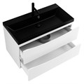 Тумба с раковиной подвесная BelBagno MARINO 90 Bianco Opaco, раковина чёрная MARINO-900-2C-SO-BO-P;BB900/450-LV-ART-AST-NERO