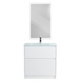 Тумба со стеклянной глянцевой раковиной напольная BelBagno KRAFT 80 Bianco Opaco, раковина белая KRAFT-800-2C-PIA-BO;BB810/465-LV-VTR-BL