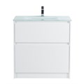 Тумба со стеклянной глянцевой раковиной напольная BelBagno KRAFT 80 Bianco Opaco, раковина белая KRAFT-800-2C-PIA-BO;BB810/465-LV-VTR-BL