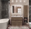 Тумба со стеклянной матовой раковиной напольная BelBagno KRAFT 100 Rovere Tabacco, раковина белая KRAFT-1000-2C-PIA-RT;BB1010/465-LV-VTR-BO