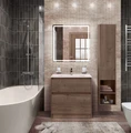 Тумба со стеклянной матовой раковиной напольная BelBagno KRAFT 80 Rovere Tabacco, раковина белая KRAFT-800-2C-PIA-RT;BB810/465-LV-VTR-BO
