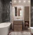 Тумба с керамической раковиной напольная BelBagno KRAFT 60 Rovere Tabacco, раковина BB1923-600 белая KRAFT-600-2C-PIA-RT;BB1923-600