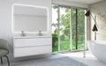 Тумба с раковиной подвесная на две чаши CEZARES GLASS 120 Bianco Lucido 41809;50135