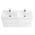 Тумба с раковиной на две чаши четырьмя ящиками подвесная BelBagno MARINO-CER 120 Bianco Opaco, раковина белая MARINO-CER-1200-4C-SO-2-BO-P;BB-0325-120-2-LVB