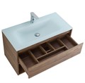 Тумба cо стеклянной раковиной подвесная с одним ящиком и одной открытой полкой BelBagno KRAFT 80 Rovere Tabacco, раковина белая KRAFT-800-1C-SO-RT