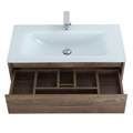 Тумба cо стеклянной раковиной подвесная с одним ящиком и одной открытой полкой BelBagno KRAFT 80 Rovere Tabacco, раковина белая KRAFT-800-1C-SO-RT