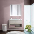 Тумба cо стеклянной раковиной подвесная с одним ящиком и одной открытой полкой BelBagno KRAFT 80 Rovere Galifax Bianco, раковина белая KRAFT-800-1C-SO-RGB