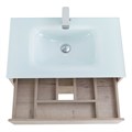 Тумба cо стеклянной раковиной подвесная с одним ящиком и одной открытой полкой BelBagno KRAFT 80 Rovere Galifax Bianco, раковина белая KRAFT-800-1C-SO-RGB