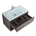 Тумба cо стеклянной раковиной подвесная с одним ящиком и одной открытой полкой BelBagno KRAFT 80 Pino Pasadena, раковина белая KRAFT-800-1C-SO-PP