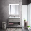 Тумба cо стеклянной раковиной подвесная с одним ящиком и одной открытой полкой BelBagno KRAFT 80 Cemento Grigio, раковина белая KRAFT-800-1C-SO-CG