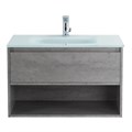 Тумба cо стеклянной раковиной подвесная с одним ящиком и одной открытой полкой BelBagno KRAFT 80 Cemento Grigio, раковина белая KRAFT-800-1C-SO-CG