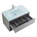 Тумба cо стеклянной раковиной подвесная с одним ящиком и одной открытой полкой BelBagno KRAFT 80 Cemento Grigio, раковина белая KRAFT-800-1C-SO-CG