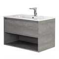 Тумба c раковиной подвесная с одним ящиком и одной открытой полкой BelBagno KRAFT 80 Cemento Grigio, раковина белая KRAFT-800-1C-SO-CG;BB800ETL