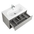 Тумба c раковиной подвесная с одним ящиком и одной открытой полкой BelBagno KRAFT 80 Cemento Grigio, раковина белая KRAFT-800-1C-SO-CG;BB800ETL