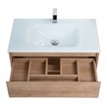 Тумба c раковиной подвесная с одним ящиком и одной открытой полкой BelBagno KRAFT 100 Rovere Nebrasca Nature, раковина белая KRAFT-1000-1C-SO-RNN;BB1000ETL