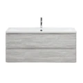 Тумба с раковиной подвесная BelBagno ALBANO 120 Rovere Vintage Bianco, раковина чёрная ALBANO-1200-2C-SO-RVB;BB1200/455-LV-ART-ALR-NERO