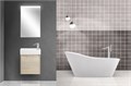 Тумба с раковиной подвесная BelBagno KRAFT MINI 50 Rovere Galifax Bianco правосторонняя, раковина белая KRAFT MINI-500/260-1A-SO-RGB-R;7045-KL