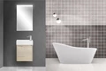 Тумба с раковиной подвесная BelBagno KRAFT MINI 50 Rovere Galifax Bianco правосторонняя, раковина белая KRAFT MINI-500/260-1A-SO-RGB-R;7045-KL