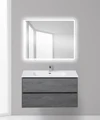 Тумба с раковиной подвесная BelBagno PIETRA 100 Stucco Cemento, раковина белая PIETRA-1000-2C-SO-SCM