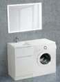 Тумба с раковиной напольная BelBagno LAVANDERIA-58/120-L Bianco Lucido, раковина белая LAVANDERIA-580/1200-2C-PIA-BL;BB1200/480-LV-MR-L
