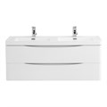 Тумба с раковиной подвесная на две чаши BelBagno ANCONA-N 120 Bianco Lucido, раковина белая ANCONA-N-1200-2C-SO-2-BL;EA-1200-2-LVB