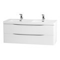 Тумба с раковиной подвесная на две чаши BelBagno ANCONA-N 120 Bianco Lucido, раковина белая ANCONA-N-1200-2C-SO-2-BL;EA-1200-2-LVB