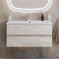 Тумба с раковиной подвесная CEZARES MOLVENO 46 100 Legno Bianco, раковина белая CZR-8070-100 MOLVENO 46-100-2C-SO-LB;CZR-8070-100