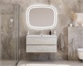 Тумба с раковиной подвесная CEZARES MOLVENO 46 100 Legno Bianco, раковина белая CZR-8070-100 MOLVENO 46-100-2C-SO-LB;CZR-8070-100