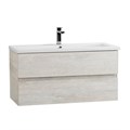 Тумба с раковиной подвесная CEZARES MOLVENO 46 100 Legno Bianco, раковина белая CZR-8070-100 MOLVENO 46-100-2C-SO-LB;CZR-8070-100