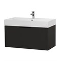 Тумба с раковиной подвесная выдвижными ящиком и внутренним ящиком CEZARES PREMIUM 90 Nero opaco, раковина белая 55402;50263