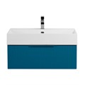 Тумба с раковиной подвесная и одним выдвижным ящиком CEZARES PREMIUM 70 Plisse Blu petrolio, раковина белая 55418;50313