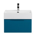 Тумба с раковиной подвесная и одним выдвижным ящиком CEZARES PREMIUM 50 Plisse Blu petrolio, раковина белая 55413;50262