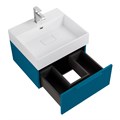 Тумба с раковиной подвесная и одним выдвижным ящиком CEZARES PREMIUM 50 Plisse Blu petrolio, раковина белая 55413;50262