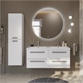 Тумба с двойной раковиной и четырьмя  ящиками  подвесная CEZARES ECO 120 Bianco Opaco, раковина белая ECO-1200-4C-SO-2-BO;CZR-1200/480-2-LV-MR-ECO