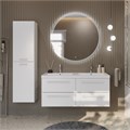 Тумба с двойной раковиной и четырьмя  ящиками  подвесная CEZARES ECO 120 Bianco Lucido, раковина белая ECO-1200-4C-SO-2-BL;CZR-1200/480-2-LV-MR-ECO