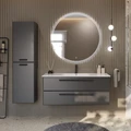 Тумба с раковиной подвесная CEZARES ECO-CER 120 Grafito, раковина белая ECO-CER-1200-2C-SO-GR-P;CZR-NAT-120-LVB