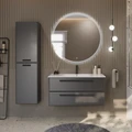 Тумба с раковиной подвесная CEZARES ECO-CER 100 Grafito, раковина белая ECO-CER-1000-2C-SO-GR-P;CZR-NAT-100-LVB