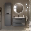 Тумба с раковиной подвесная CEZARES ECO-CER 80 Grafito, раковина белая ECO-CER-800-2C-SO-GR-P;CZR-NAT-80-LVB