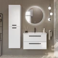 Тумба с раковиной подвесная CEZARES ECO-CER 80 Bianco Lucido, раковина белая ECO-CER-800-2C-SO-BL;CZR-NAT-80-LVB