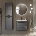 Тумба с раковиной подвесная CEZARES ECO-CER 60 Grafito, раковина белая ECO-CER-600-2C-SO-GR-P;CZR-NAT-60-LVB